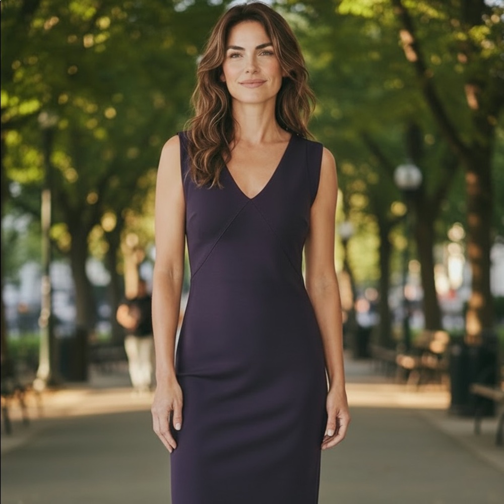 Women’s Diane von Furstenberg brown stretch bodycon midi dress v neck 6